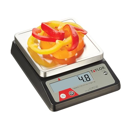 Taylor TE10FT 11-Pound Commercial Digital Portion Control Scale, 11 lb (5 kg) in 0.1 oz (1 g) Food and Cooking Scale, Tare...