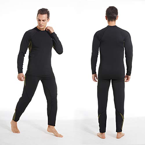 Men’s Thermal Underwear Set, Winter Fleece Lined Sport Long Johns Base Layer Quick Drying Thermo for Hunting Skiing