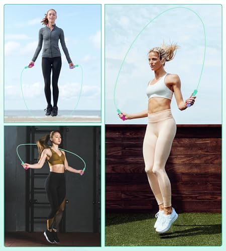 CRHOEIQ Jump Rope for Women Men, Fitness Jumprope for Women Workout, Adjustable Adult Exercise Skipping Rope