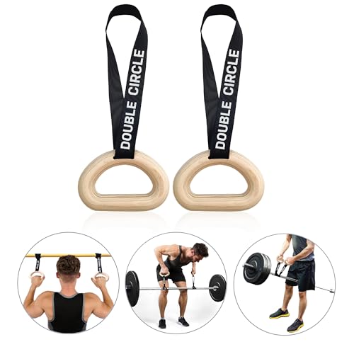 Double Circle Pull Up Handles - Pull Up Grips, LAT Pull Down Gym Handles Design - Quick Attachment to Bars and Barbell Gri...