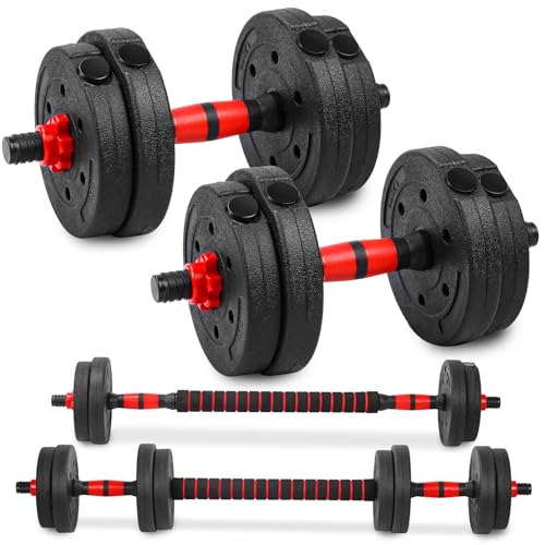 Adjustable Dumbbell Set, 22lbs Free Weights Dumbbells Set, 3 in1 Dumbbells Set Used as Barbell,Push-up Stand, Weight Set f...