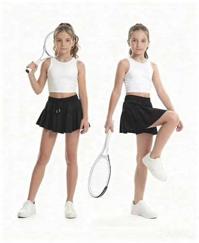 Stelle Butterfly Shorts Girls with Pocket Athletic Flowy Short 2 in 1 Dance Cheer Running Tennis Sports Skort 4-15 Years