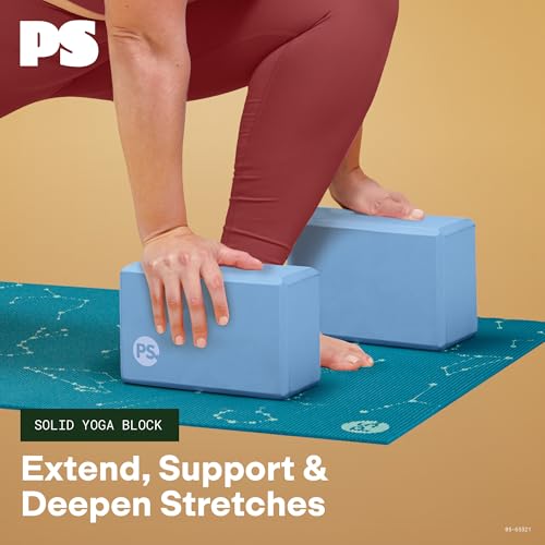 POPSUGAR Yoga Block (Solid, Periwinkle, 4” x 6” x 9”), Lightweight Foam Block for Deep Stretches, Supportive Workout Sessi...