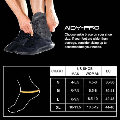 AIDY-PRO Lace Up Ankle Brace with Metal Side Stabilizers, Adjustable Lace-Up Ankle Braces for Men and Women Sprained Foot ...