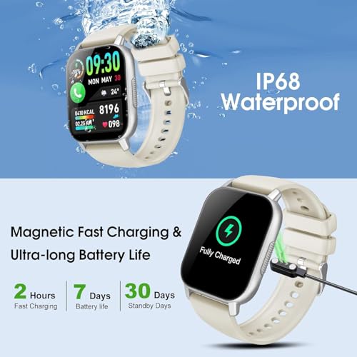 Smart Watch for Men Women with Bluetooth Call/Message Reminder, Smartwatch 1.85" Screen, Fitness Watch Heart Rate/Sleep/Ca...
