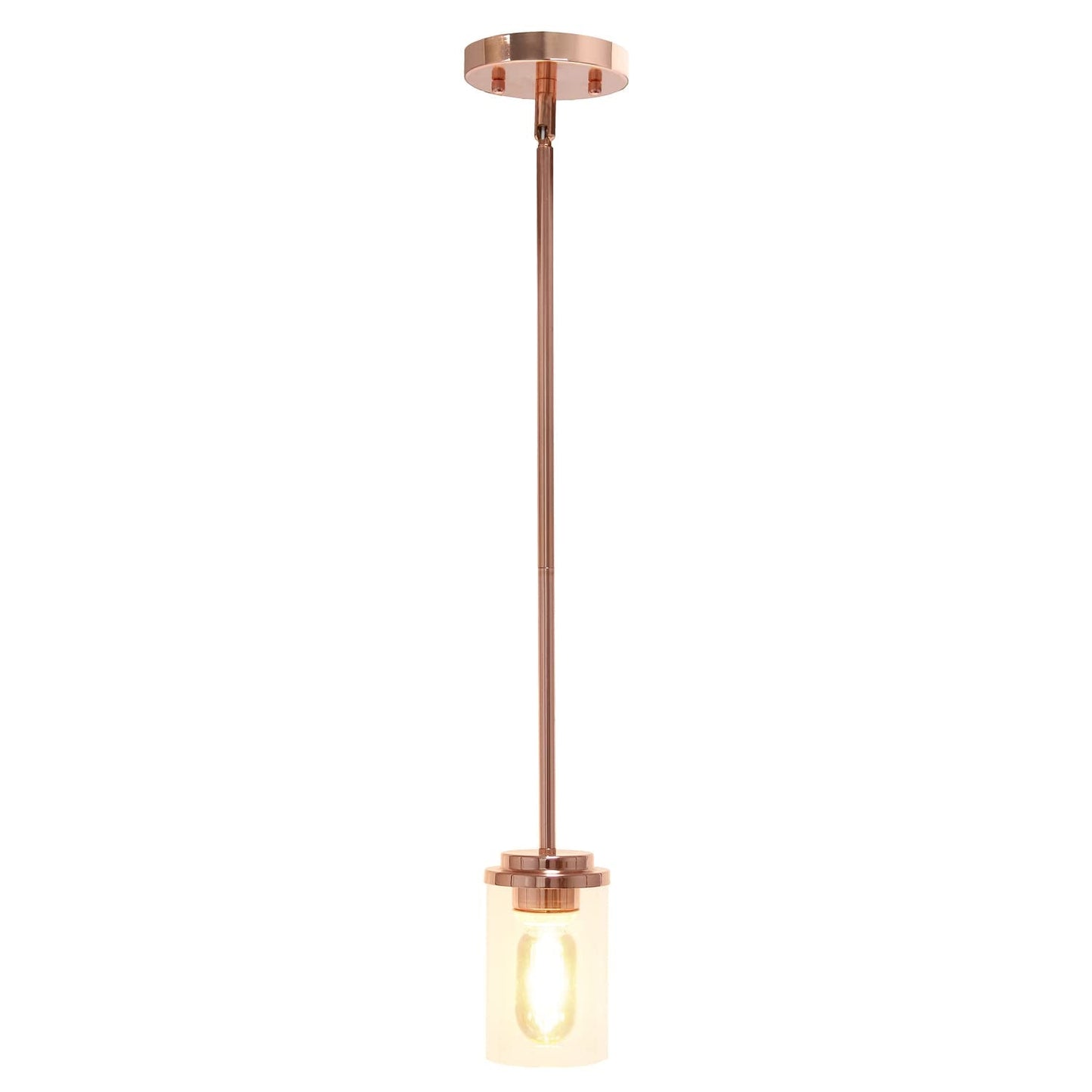 Elegant Designs Pendant Light, 1-Lt, Antique Brass, Modern Farmhouse, Clear Glass, 5.75in Height, Model PT1020-ABS