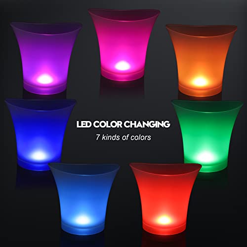 Lounsweer 6 Pcs LED Ice Bucket 5l Large Capacity Drink Buckets for Party Colorful Drink Containers Bulk with Lights for Ho...