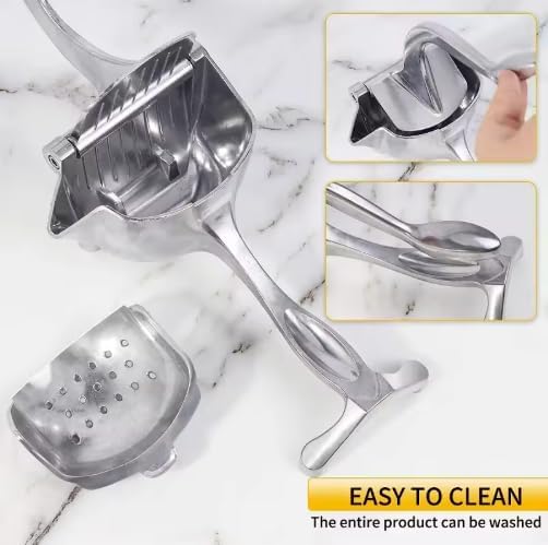 2-Pack Heavy Duty Manual Juicer, Aluminum Alloy Hand Juicer Squeezer with Ergonomically Designed Handle, 0.6L Capacity for Lemon, Orange, Grapefruit - Easy to Clean