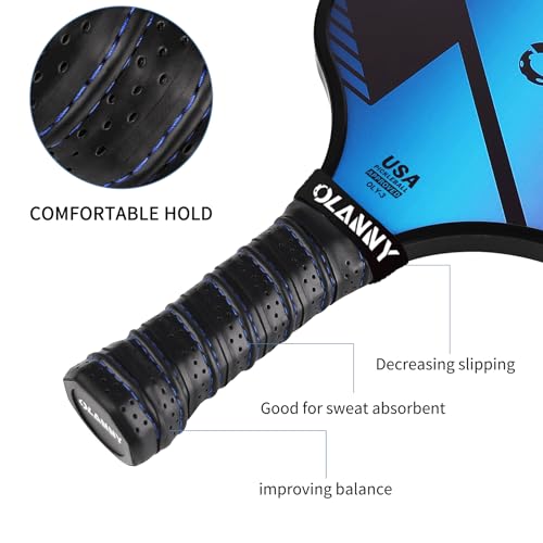 OLANNY Graphite Pickleball Paddles Set- Premium Rackets Fiber Face & Polymer Honeycomb Core Pickleball Set Includes Pickle...