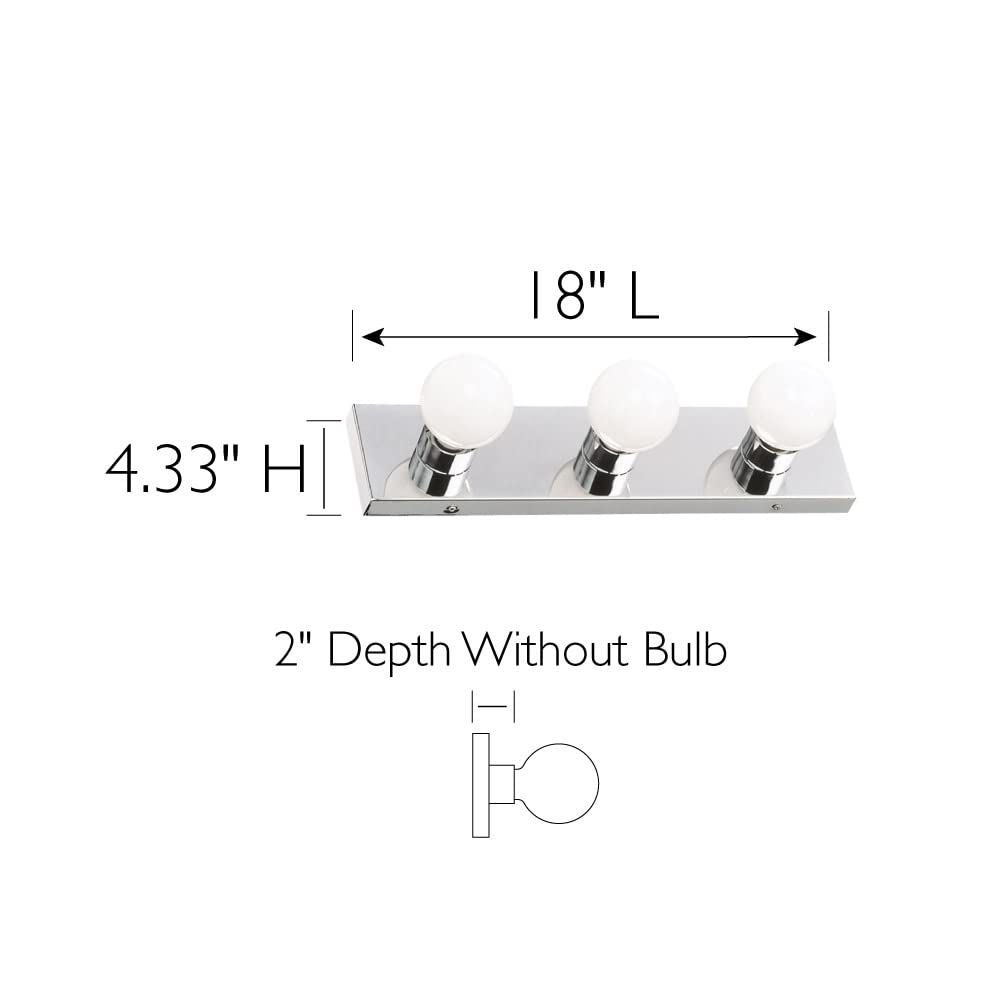 Design House 500850 Polished Chrome 3-Light Vanity Fixture - Alloy Steel Construction