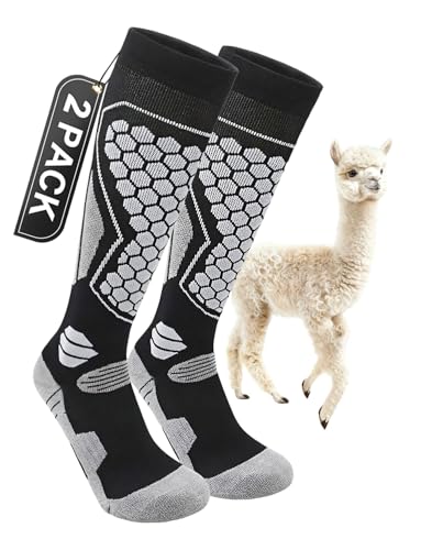 KEGECOL Ski Socks for Men Women(2 pairs), Merino Wool Socks for Snowboarding, Snow, Winter, Cold Weather, Thermal Warm Sock