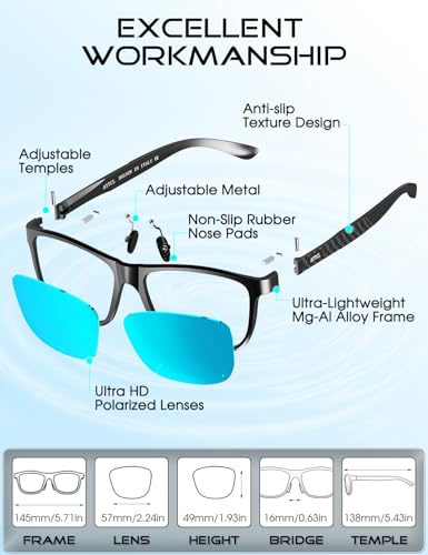 ATTCL Polarized Sunglasses Men for Driving: UV400 Protection Lightweight AL-MG Metal Rectangular Sun glasses Hiking Travel