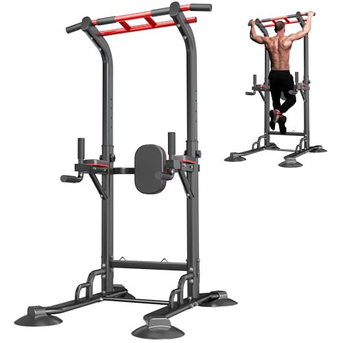 SogesPower Pull Up Bar Station Power Tower,12-Level Adjustable Multi-Function Pull Up Dip Station for Home Gym, Pull Up Ba...