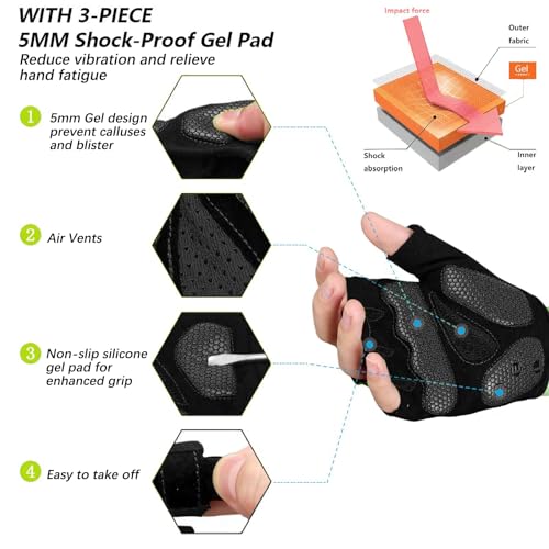 MOREOK Cycling Gloves Bike Gloves for Men/Women-[5MM Gel Pad] Half Finger Bicycle Biking Gloves for Cycling/Weight Liftin...