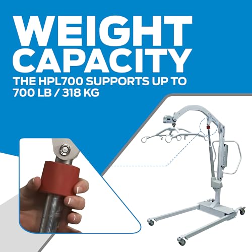 Joerns Hoyer HPL700 Bariatric Electric Patient Lift, 700 lbs Capacity, Power Operated Base, Wide Cradle, Oversized Handle...