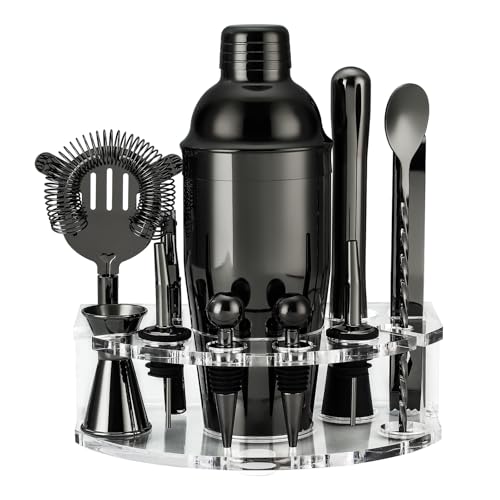 Bartender Kit Cocktail Shaker Set, Stainless Steel Cocktail Kit with 12 Piece Bar Accessories, 25oz Shaker Bar Set Drink M...