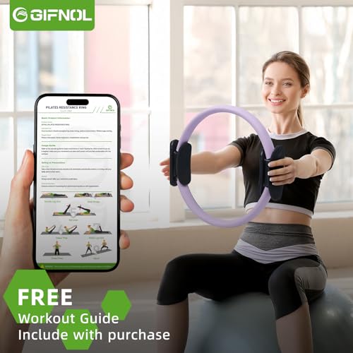 GIFNOL Pilates Ring and Ball Set with Resistance Bands - Pilates Equipment for Home Workout - 14'' & 12'' Pilates Rings, 2...