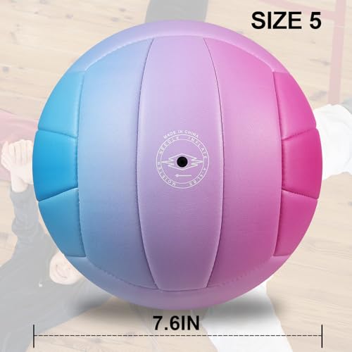 PECOGO Size 5 Volleyball - Durable PU Leather, Indoor/Outdoor. Soft Control, Great Airtightness for Training/Games. Ideal ...