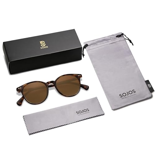 SOJOS Small Round Classic Polarized Sunglasses for Women Men Vintage Style UV400 Lens MAY SJ2113
