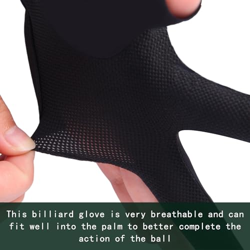 ANIMSWORD Breathable and Comfortable Billiard Pool Gloves Fits on Left Hand or Right Hand 3 Finger for Snooker Cue Sport G...