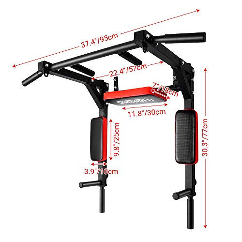 OneTwoFit Multifunctional Wall Mounted Pull Up Bar Chin Up bar Dip Station for Indoor Home Gym Workout, Power Tower Set Tr...