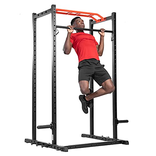 Sunny Health & Fitness Power Cage Squat Rack Upgrade Attachments, Dip Bar, Plate Bar Holder, Belt Squat, J Hook, Lat, Adap...