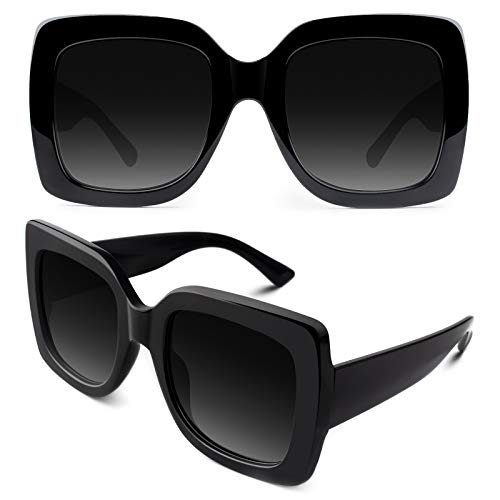 GQUEEN Oversized Square Frame Sunglasses Womens Retro Vintage Trendy Shades,S904