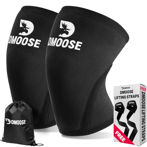 DMoose Fitness Knee Sleeves for Weightlifting (Pair) 78” Knee Wraps for Joint Support, Squats & Powerlifting - Gym Brace S...