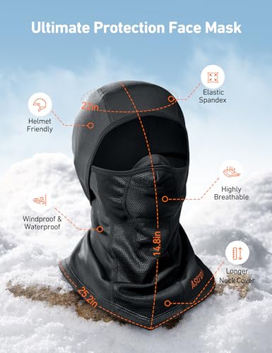 AstroAI Ski Mask Windproof Balaclava for Cold Weather, Winter Face Mask Breathable Stretchable for Skiing, Snowboarding, B...