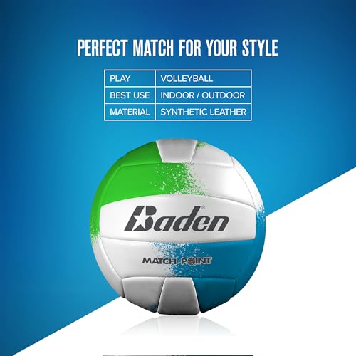 Baden Match Point Cushioned Synthetic LeatherOutdoor Recreation Backyard Volleyball + College Camp Ball All Ages Official ...