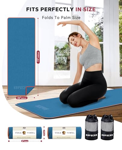 HAPBEAR 2 Pack Hot Yoga Towel - Non Slip Yoga Mat Towel with Grip Dot, Super-Absorbent, Soft Microfiber Towel for Hot Yog...