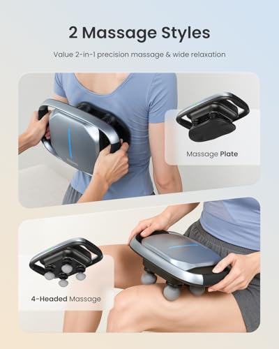 RENPHO Massage Gun Deep Tissue, Handheld Neck Massager with Replaceable 4-Head and Plate, Muscle Percussion Massage Tool f...