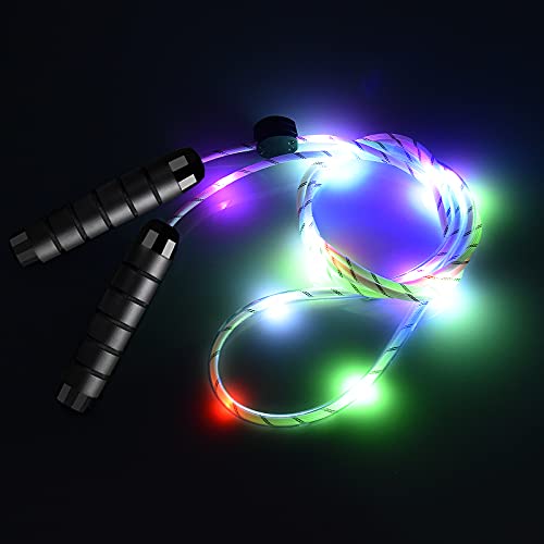 LED Jump Rope with Lights, USB Rechargeable Light Up Jumping Rope for Men Women Multi-color Glowing Skipping Rope for Ligh...