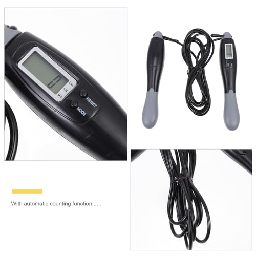 Beavorty Smart Jump Rope with Digital Counter, Steel Wire Fitness Skipping Rope for Adults, Black-grey Long Cord for Outdo...
