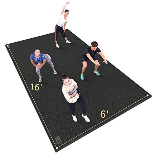 GXMMAT Extra Large Exercise Mat 16'x6'/12'x6'/10'x6'/8'x6'(7mm), Extra Wide Workout Mats for Home Gym Flooring, Non-Slip T...