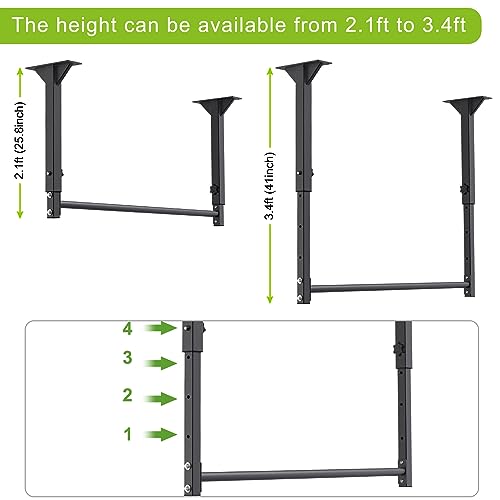 Kipika 48" Ceiling Mounted Pull Up Bar, Heavy Duty Multi-Grip Chin Up Bar,Mounted Pullup Bar, Adjustable Height, Pull Up B...