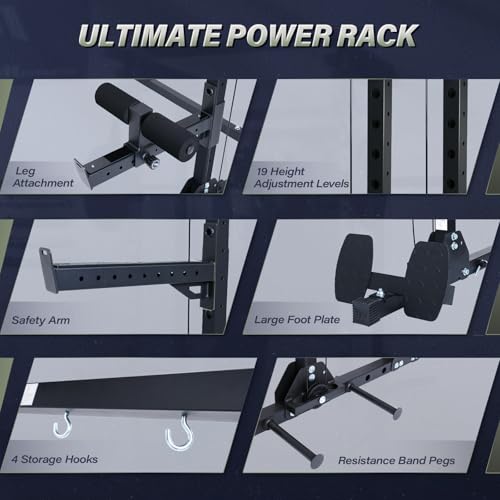 MAJOR FITNESS Drone3 Power Rack, 2500lbs Multi-Function Home Gym Squat Rack with Dual Pulley System, Pull-Up Bar & J-Hook...