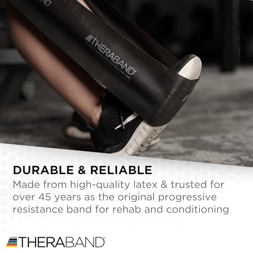 THERABAND Professional Resistance Band, Black Level 5 Special Heavy, 5 ft Exercise Band for Physical Therapy, Strength Tra...