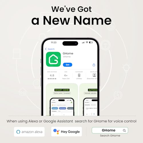 GHome Smart Plug Mini, WiFi Smart Outlet Plug Works with Alexa and Google Home, Timer Outlet with APP Control, 2.4GHz Netw...