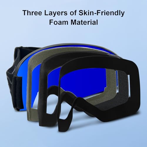 Feosger Kids Ski Goggles REVO Snow/Snowboard Goggles for Boys Girls Youth Anti-Fog UV400 Spherical Lens age 6-14