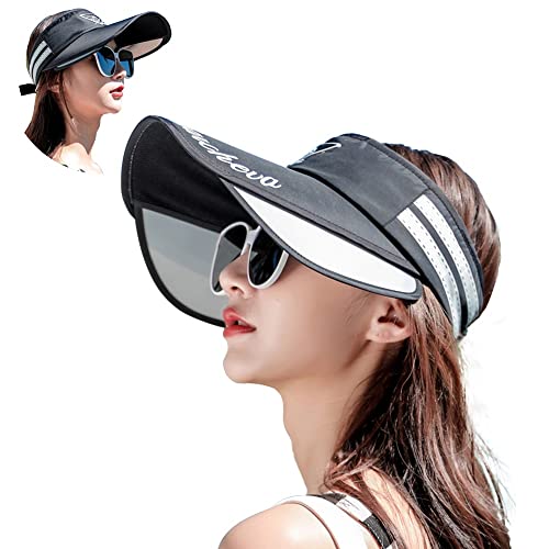 Peicees Sun Visor Hat with Wide Brim for Women Sun Protection Cap for Golf Tennis Beach Running Hiking Fishing Gardening