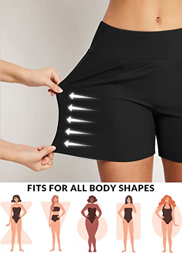 baleaf Women's 3"/5"/7"/9" High Waisted Swim Board Shorts Quick Dry Swimsuits Bottoms Trunks with Pockets