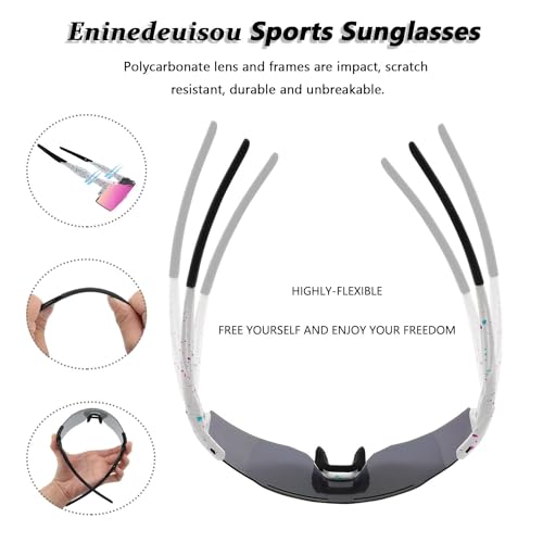 Eninedeuisou Sunglasses Cycling Glasses TR90 Frame for Men Women, Running Cycling outdoor Sports.