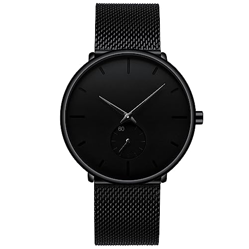 FIZILI Mens Watches Ultra-Thin Minimalist Waterproof - Fashion Wrist Watch for Men Unisex Dress with Stainless Steel Mesh ...