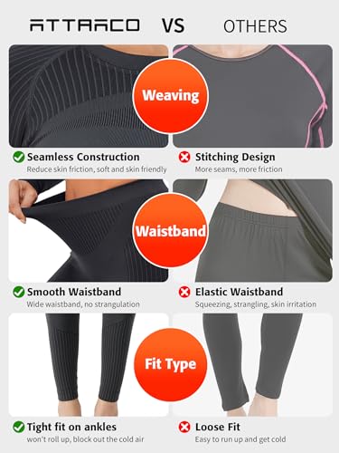 ATTRACO Thermal Underwear Set for Women Long Johns Warm Base Layer Top & Bottom for Cold Weather