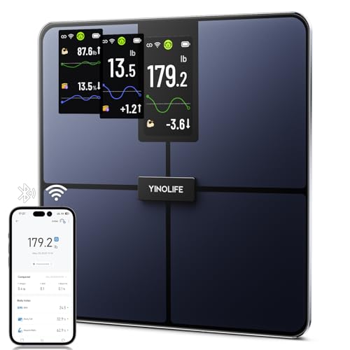 YINOLIFE Smart Scale for Body Weight, 4.3" Color Display Digital Weight Scale, High Precision Wi-Fi Bathroom Scale with BM...