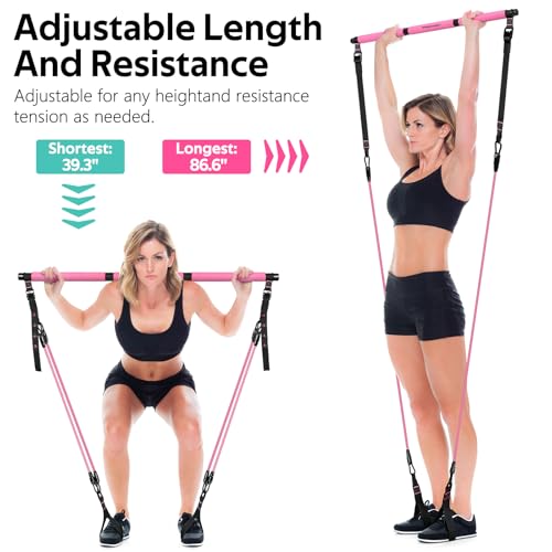 Pilates Bar Kit with Resistance Bands, Multifunctional Pilates Bar for Women & Men with Heavy-Duty Metal Adjustment Buckl...