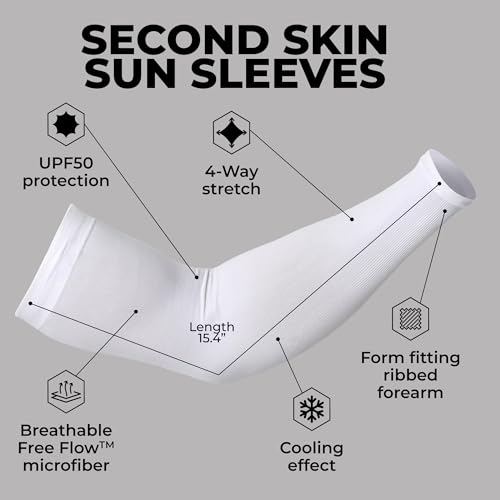 Tough Outdoors UV Arm Sleeves for Men Women - Sun Protection Sleeves - Compression Golf Baseball Cooling Tattoo Arm Sleeve