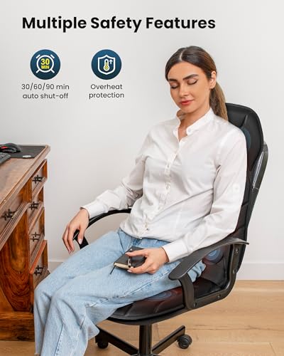 COMFIER Back Massager with Heat, Vibration Massage Seat Cushion with 8 Massage Nodes & 5 Modes, Adjustable Chair Massager ...