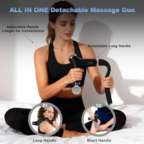 patpaw Detachable Deep Tissue Massage Gun with Extendable Handle, 12-Speed Percussion Back Massager for Hard to Reach Shou...